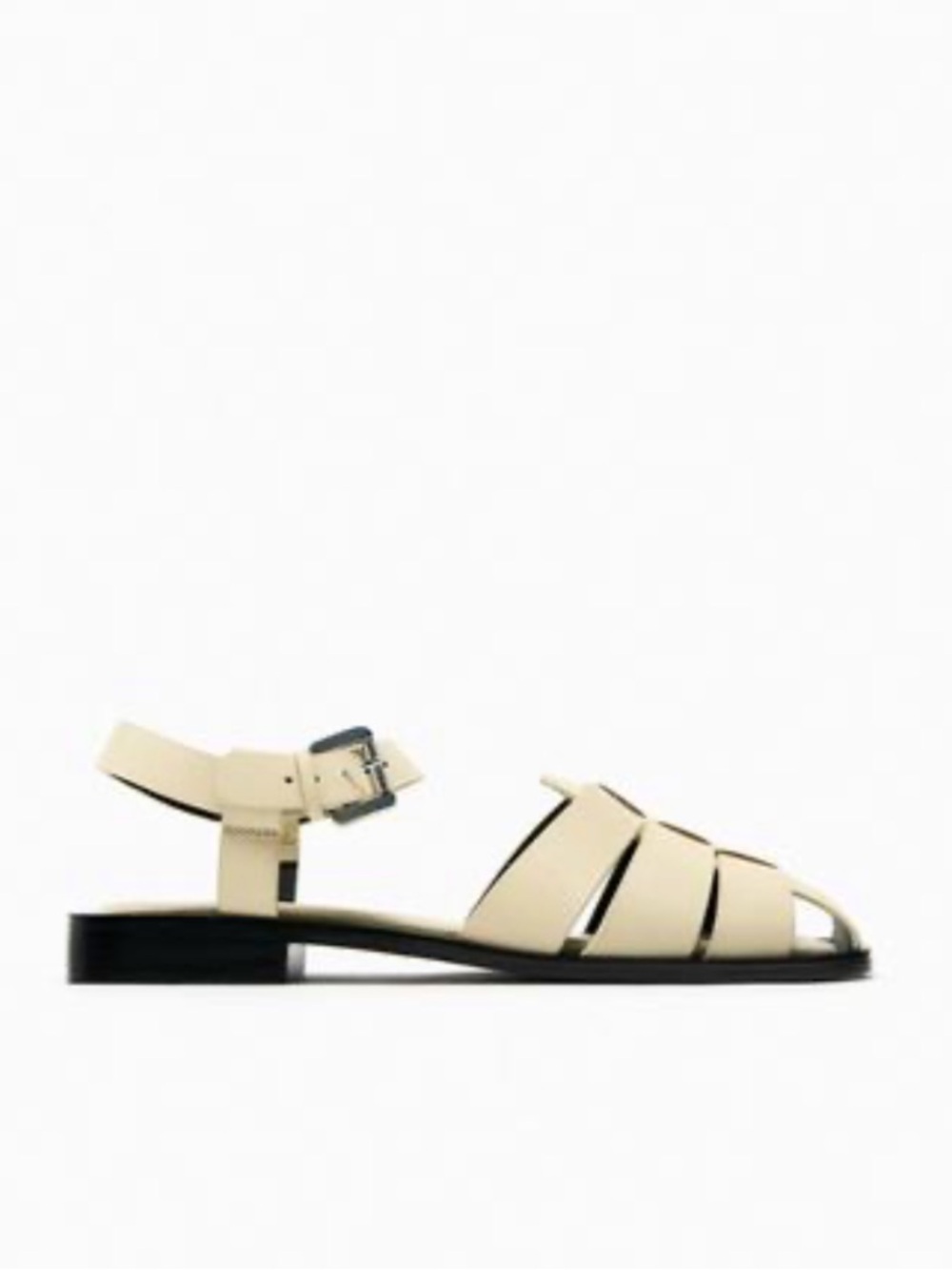 Zara Cream Strappy Flat Sandals